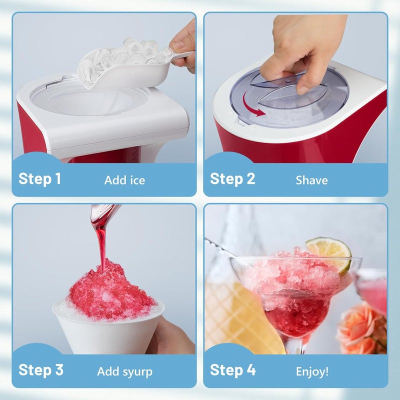 KEENSTAR آلة الثلج المجروش لصنع كرات الثلج مع 3 أكواب بلاستيكية قابلة لإعادة الاستخدام، آلة سلاشية على الطاولة لصنع كرات الثلج المنزلية، كرات الثلج، كوكتيلات مجمدة والمزيد، مع حصيرة غير قابلة للانزلاق وشفرة من الفولاذ المقاوم للصدأ - Image 4